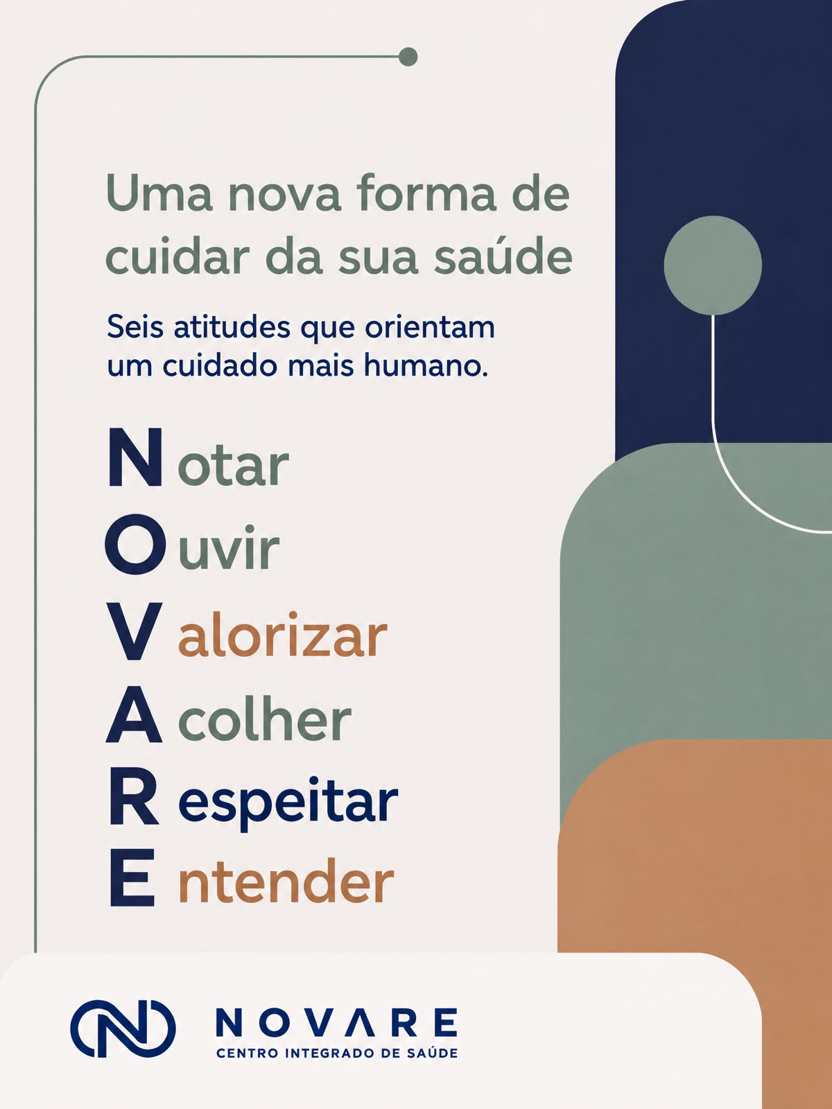 Acrôstico NOVARE — Notar, Ouvir, Valorizar, Acolher, Respeitar, Entender